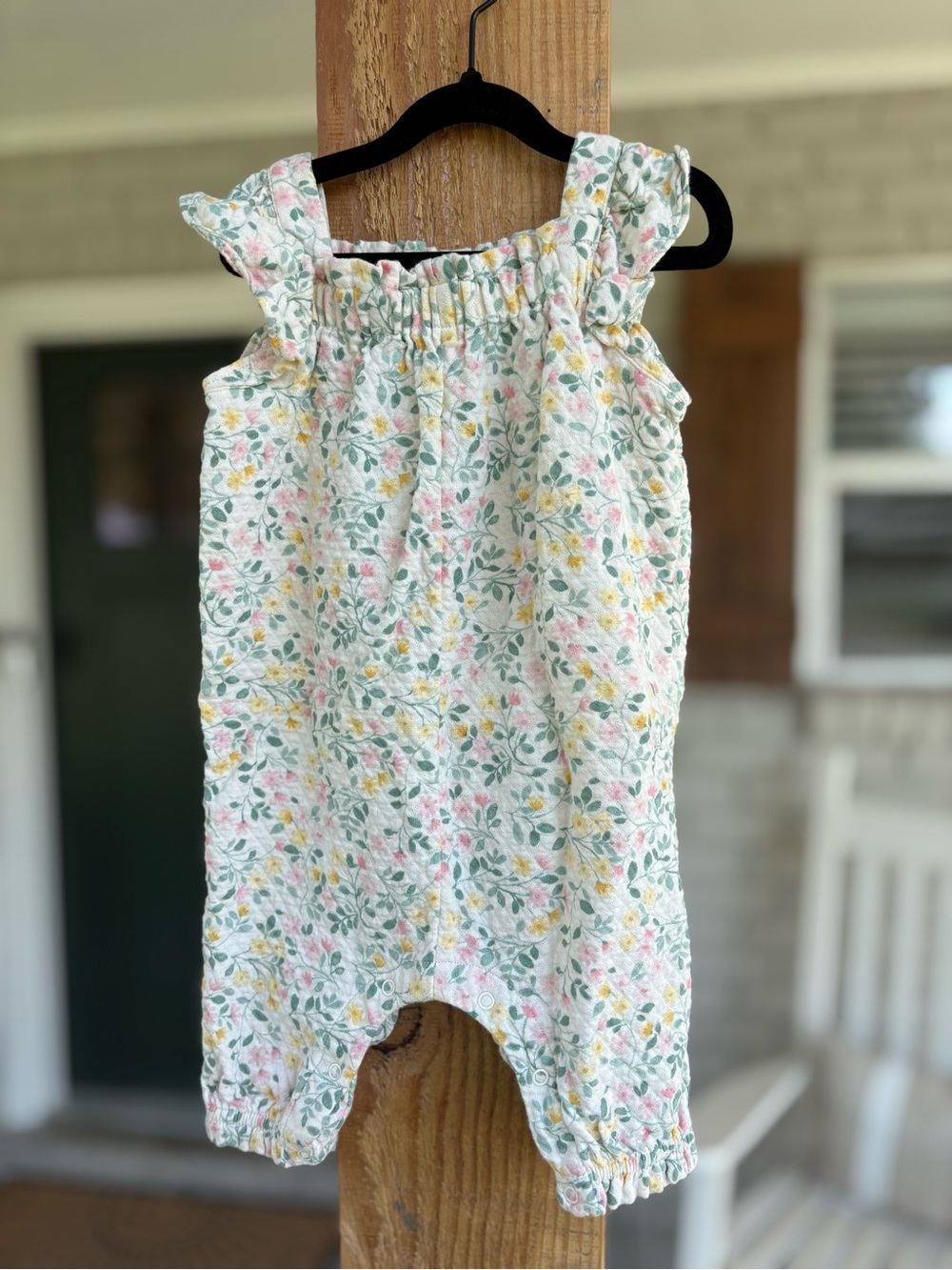 Floral Quilted Flutter Sleeve Harem Jumpsuit Romper